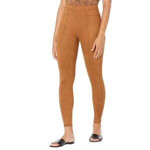 Spanx Suede Leggings Size XS Womens High-Waist Faux Leather Pants brown